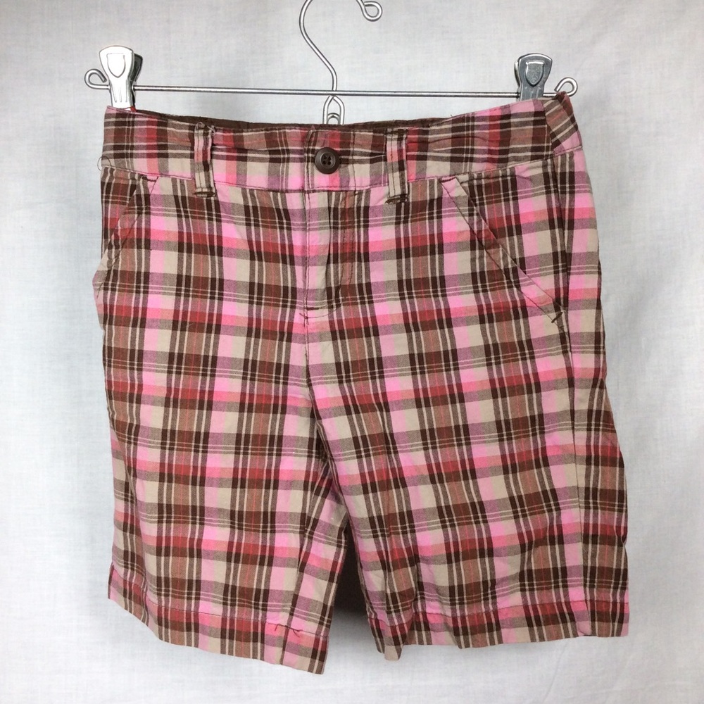 Cherokee Girls Pink/Brown Plaid Bermuda Shorts